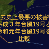 過去史上最悪の被害額平成3年台風19号と令和元年台風19号の比較